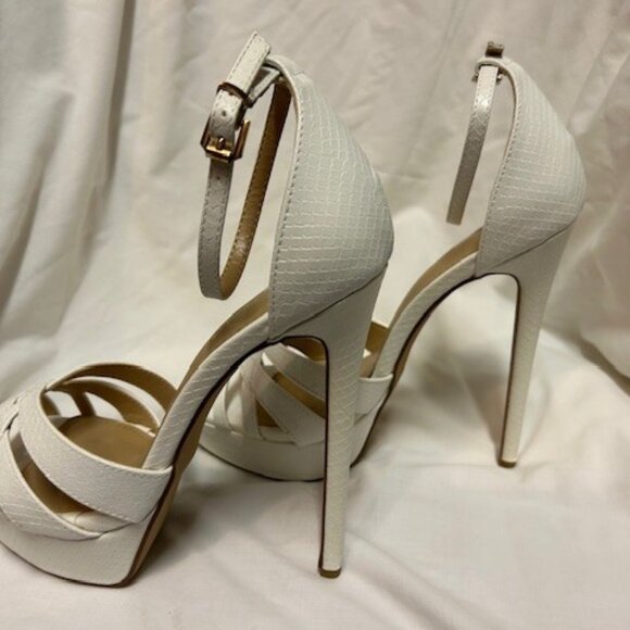 ShoeDazzle Brand White Strappy Platform High Heel Shoes - Picture 4 of 6